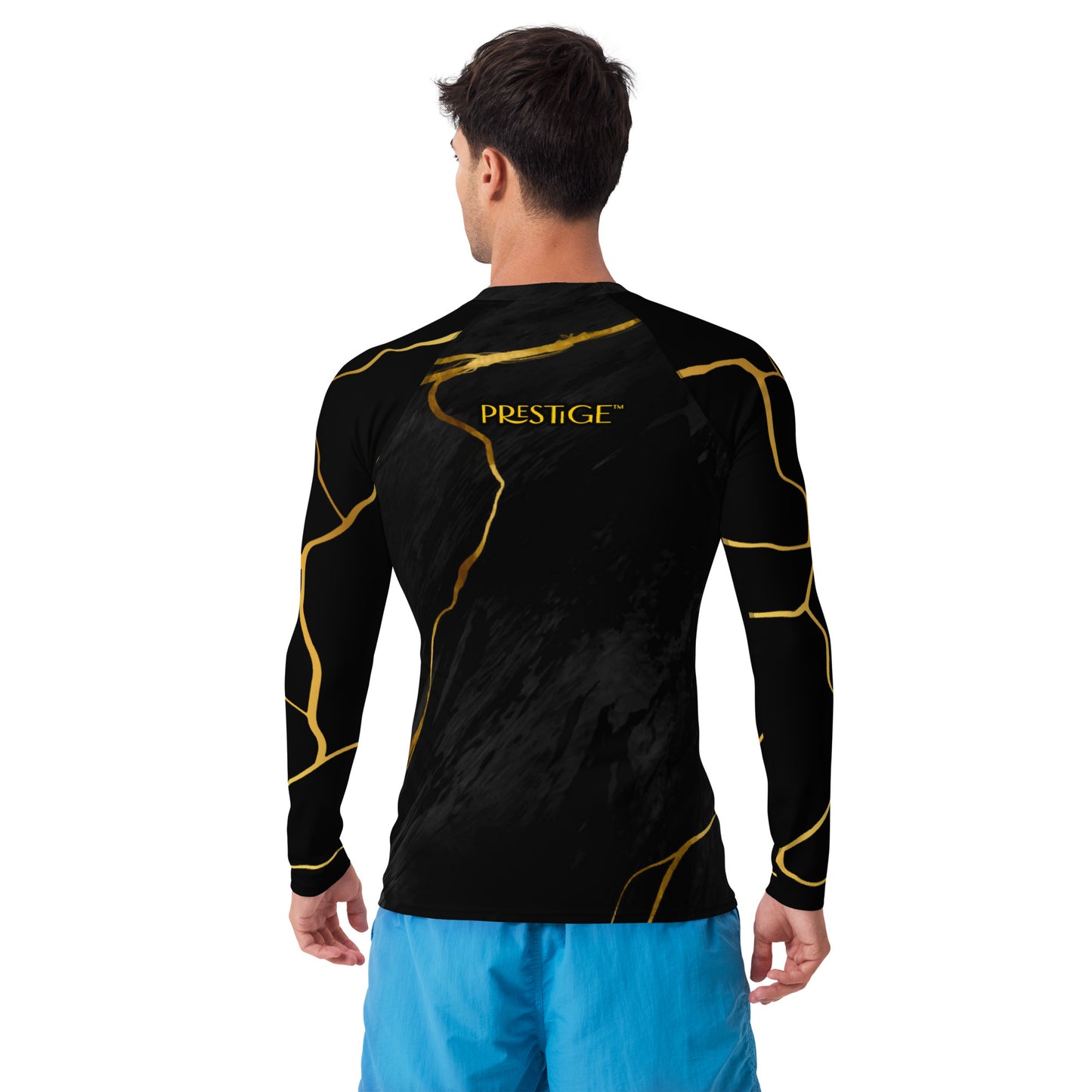 T-shirt de Compression pour Homme Prestige™ Marbre Noir & Or Filament