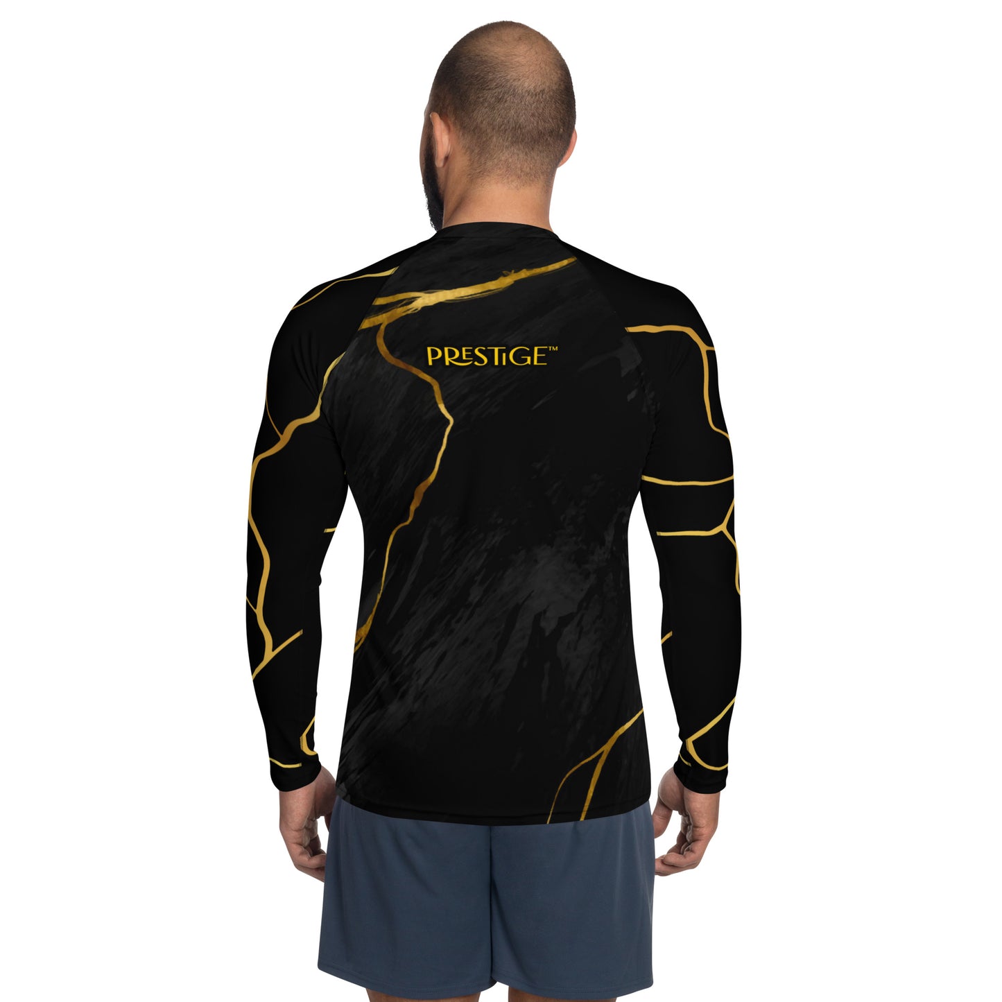 T-shirt de Compression pour Homme Prestige™ Marbre Noir & Or Filament