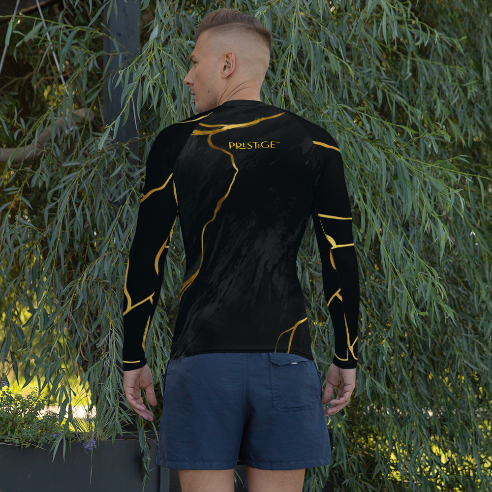 T-shirt de Compression pour Homme Prestige™ Marbre Noir & Or Filament