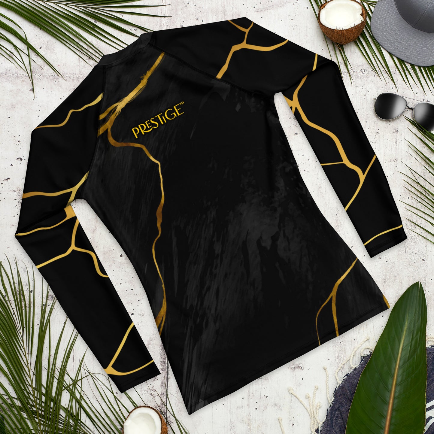 T-shirt de Compression pour Homme Prestige™ Marbre Noir & Or Filament