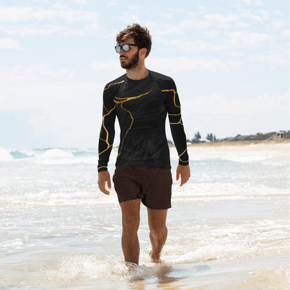 T-shirt de Compression pour Homme Prestige™ Marbre Noir & Or Filament