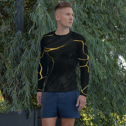 T-shirt de Compression pour Homme Prestige™ Marbre Noir & Or Filament
