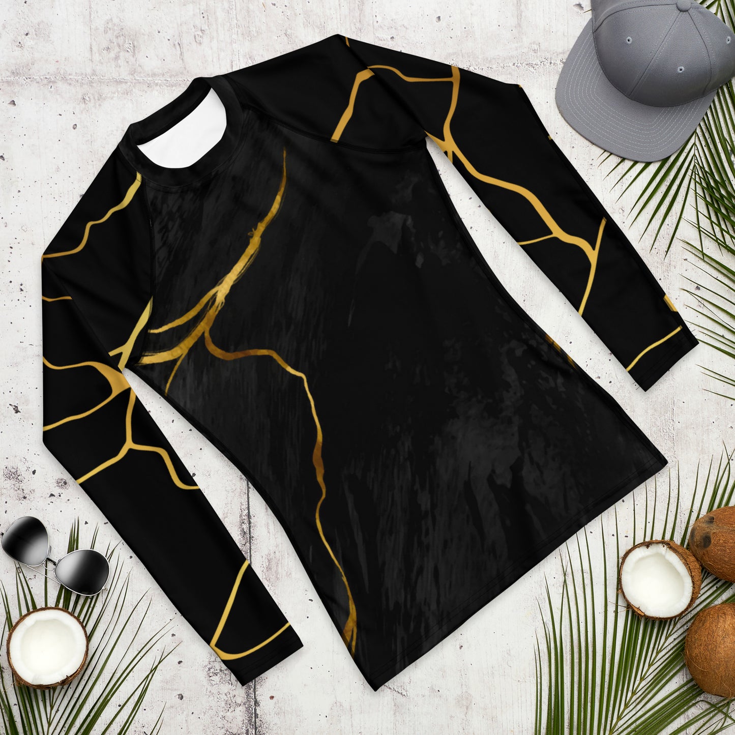 T-shirt de Compression pour Homme Prestige™ Marbre Noir & Or Filament