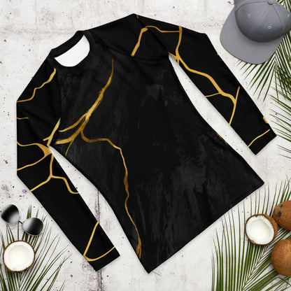 T-shirt de Compression pour Homme Prestige™ Marbre Noir & Or Filament