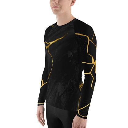 T-shirt de Compression pour Homme Prestige™ Marbre Noir & Or Filament