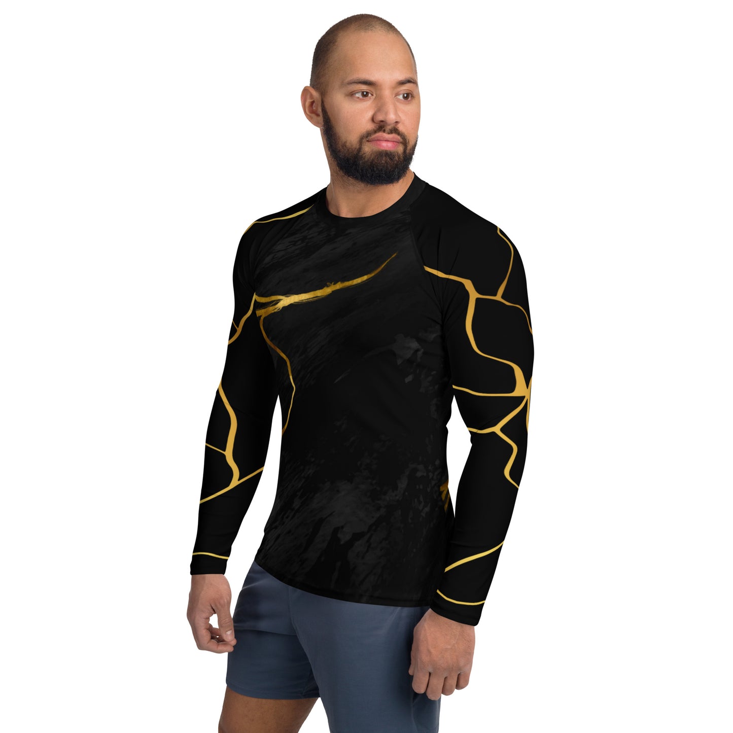 T-shirt de Compression pour Homme Prestige™ Marbre Noir & Or Filament