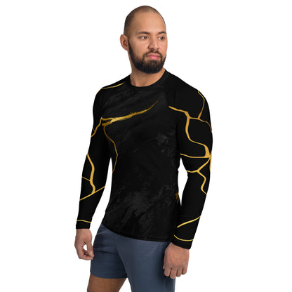 T-shirt de Compression pour Homme Prestige™ Marbre Noir & Or Filament