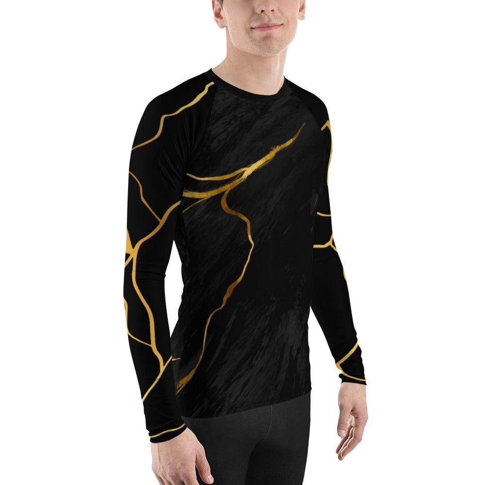 T-shirt de Compression pour Homme Prestige™ Marbre Noir & Or Filament