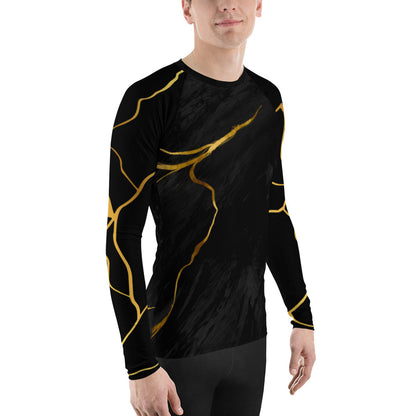 T-shirt de Compression pour Homme Prestige™ Marbre Noir & Or Filament