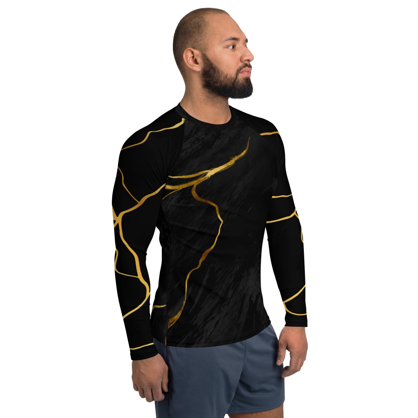 T-shirt de Compression pour Homme Prestige™ Marbre Noir & Or Filament