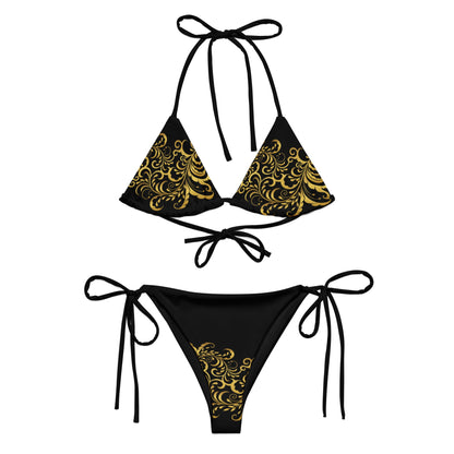 Bikini à string Prestige™ Floraison Noir et Or - Prestige SXM