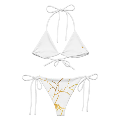 Bikini Filé d'or Prestige™ Blanc et Or recyclé all over - Prestige Picture Sxm