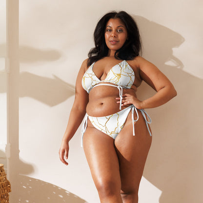Bikini Filé d'or Prestige™ Blanc et Or recyclé all over - Prestige Picture Sxm