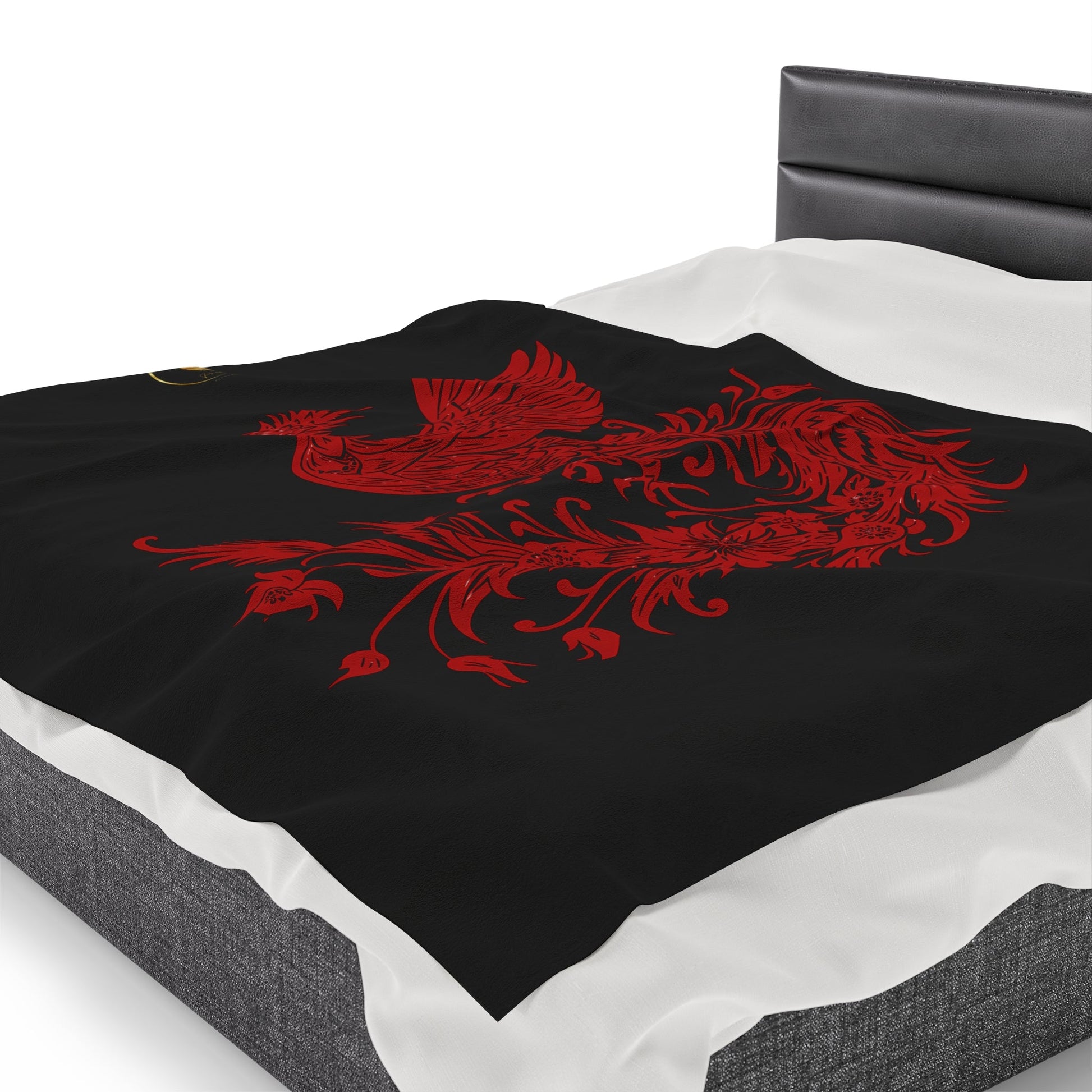 Couverture en peluche de velours Noir et Phénix Rouge Prestige™ - Prestige SXM