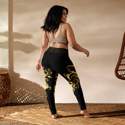 Legging de Yoga Prestige™ Noir et Or Floraison - Prestige SXM