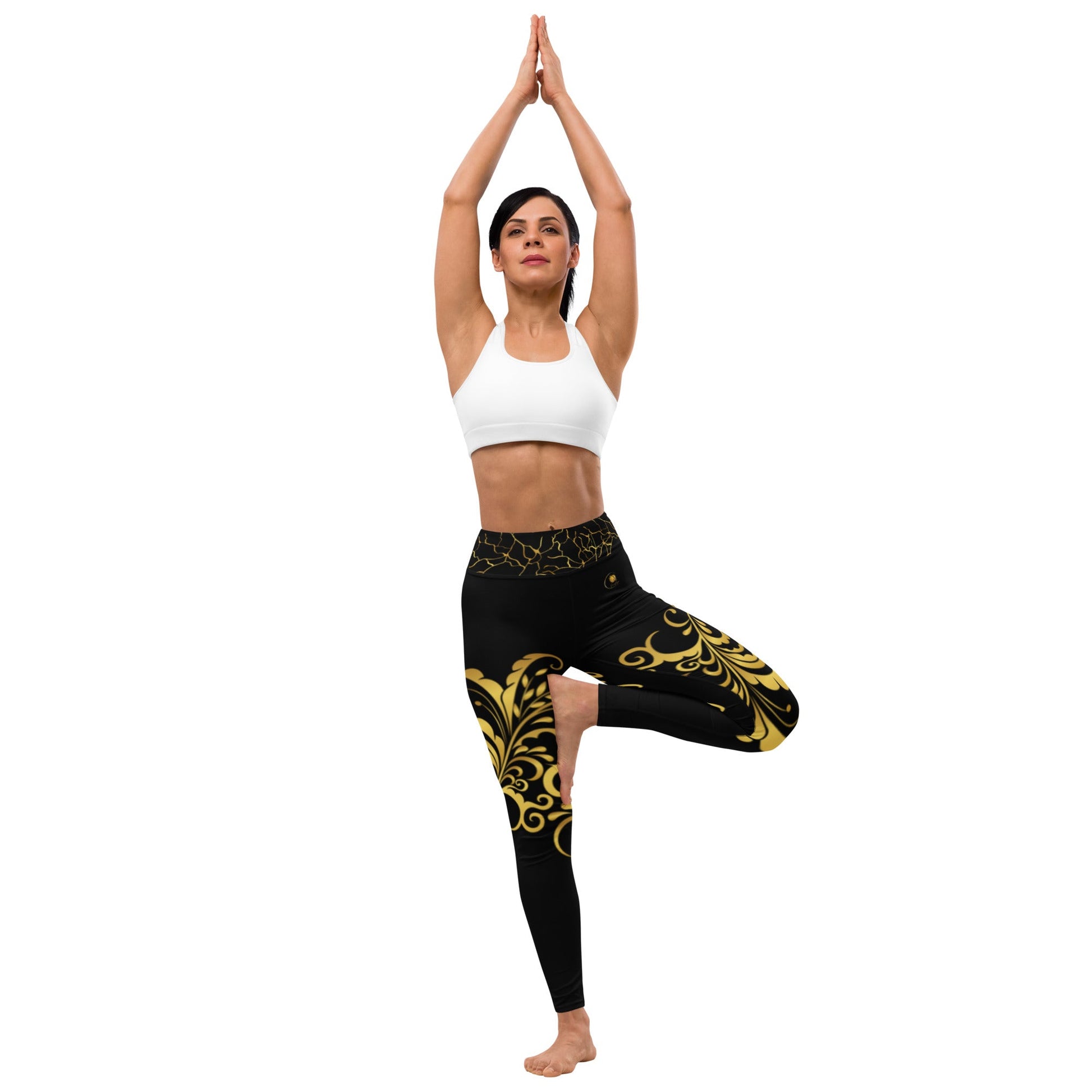 Legging de Yoga Prestige™ Noir et Or Floraison - Prestige SXM