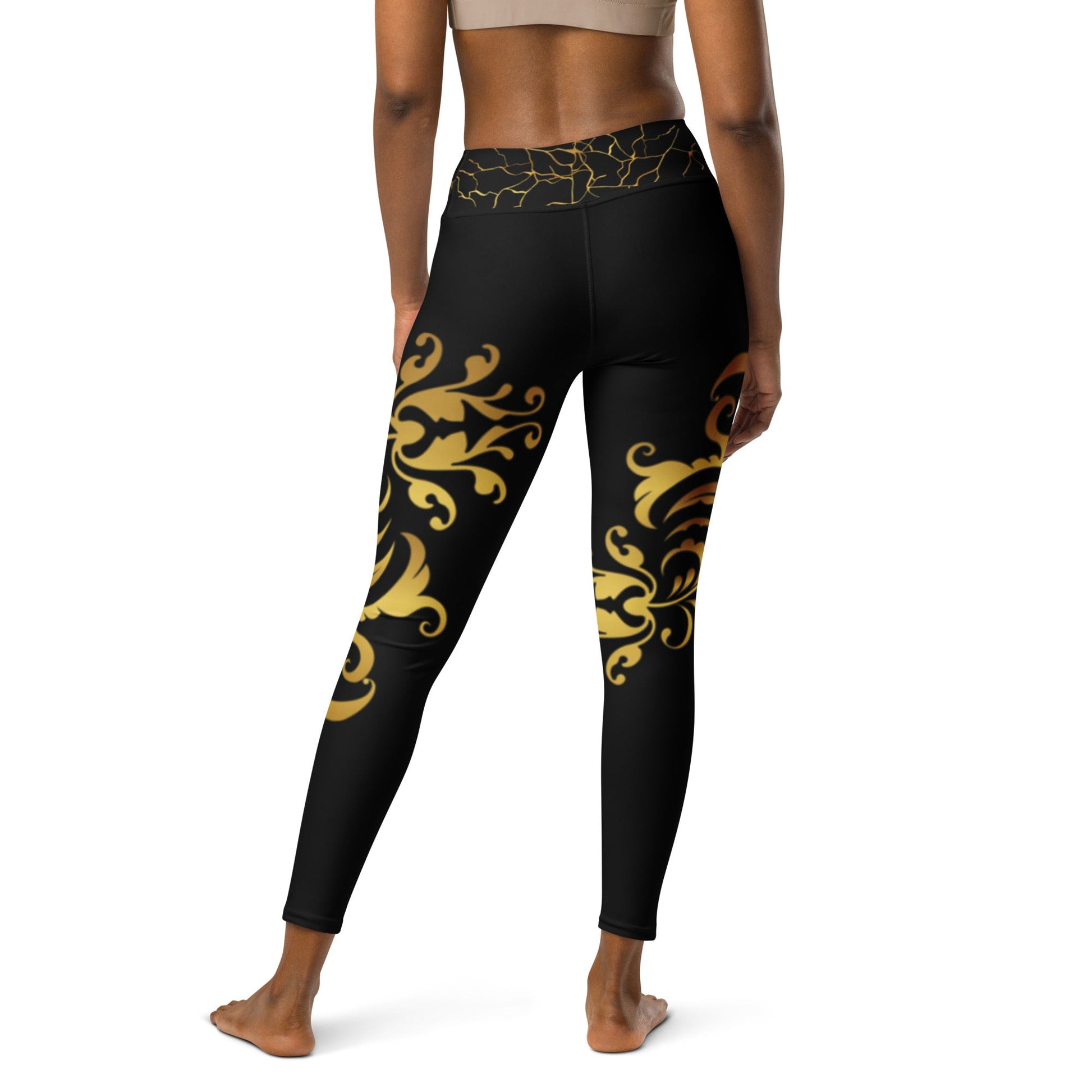Legging de Yoga Prestige™ Noir et Or Floraison - Prestige SXM