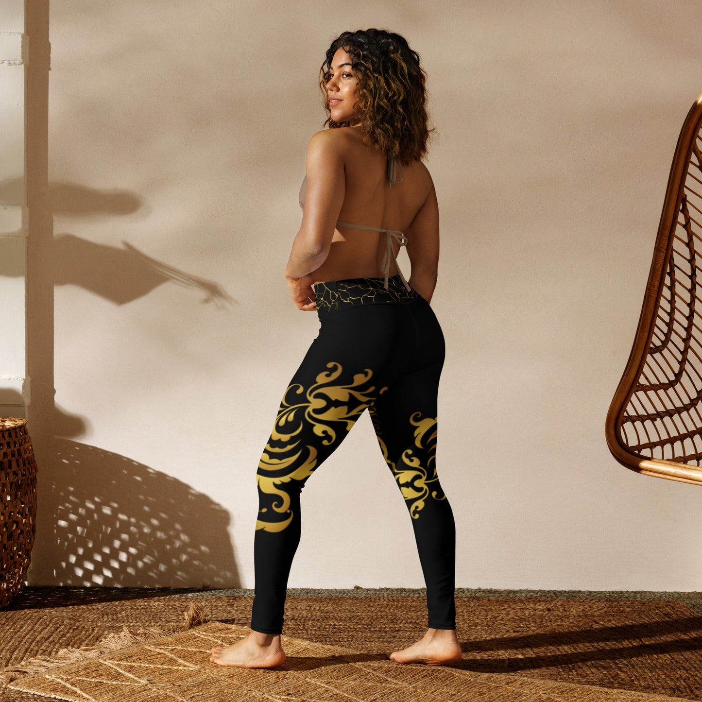Legging de Yoga Prestige™ Noir et Or Floraison - Prestige SXM