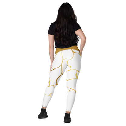 Leggings avec poches Prestige™ Blanc/Or et Or Filament - Prestige SXM