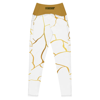 Leggings avec poches Prestige™ Blanc/Or et Or Filament - Prestige SXM