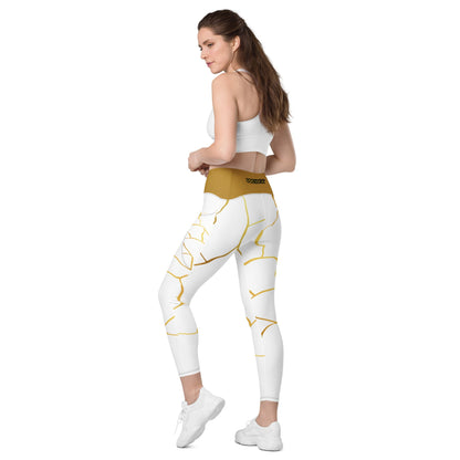 Leggings avec poches Prestige™ Blanc/Or et Or Filament - Prestige SXM