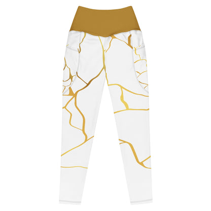Leggings avec poches Prestige™ Blanc/Or et Or Filament - Prestige SXM