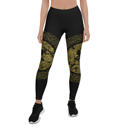 Leggings de Sport Prestige™ Dragon Noir & Or - Prestige SXM