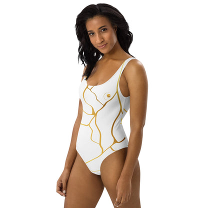 Maillot de Bain Prestige™ 1 Pièce Blanc et Or Filament - Prestige SXM
