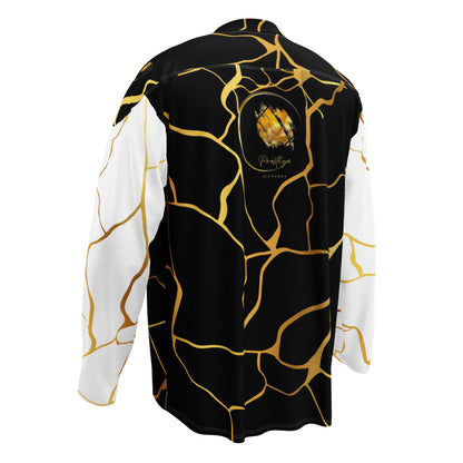 Maillot de hockey Prestige™ Noir & Or à Manches Blanches - Prestige SXM