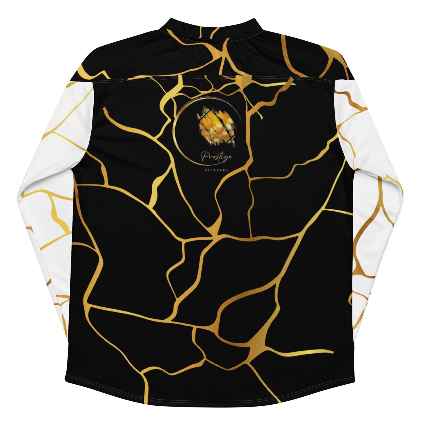 Maillot de hockey Prestige™ Noir & Or à Manches Blanches - Prestige SXM
