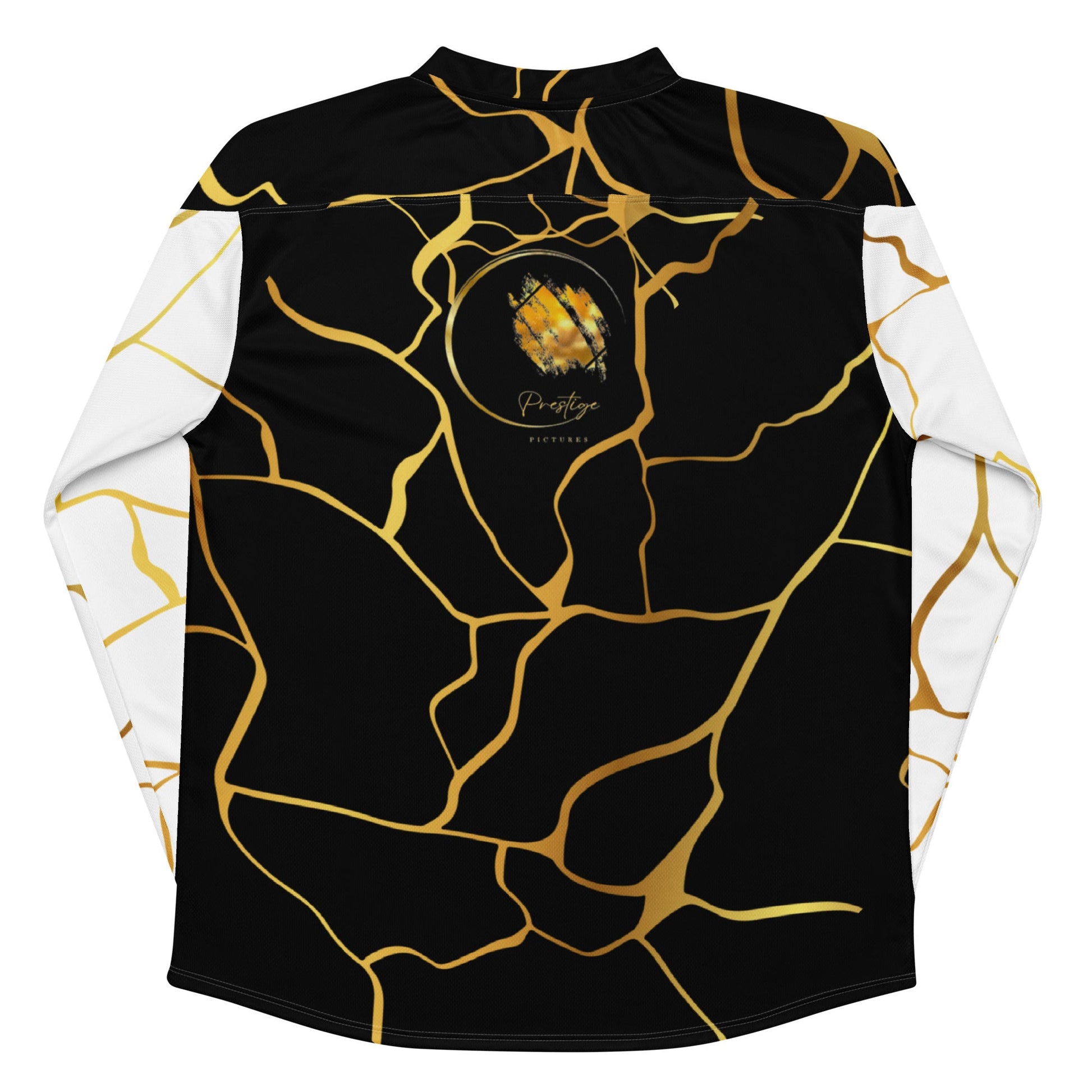 Maillot de hockey Prestige™ Noir & Or à Manches Blanches - Prestige SXM