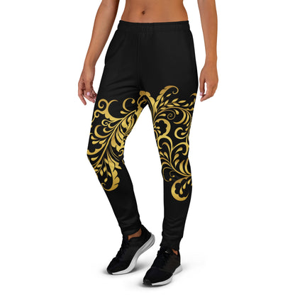Pantalon de Jogging Prestige™ Noir et Or Floraison Pour Femme - Prestige SXM