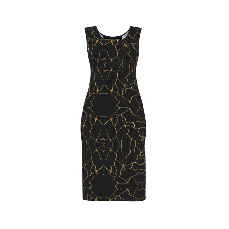 Robe moulante en Jersey Prestige™ Noir et Or Filament - Prestige SXM