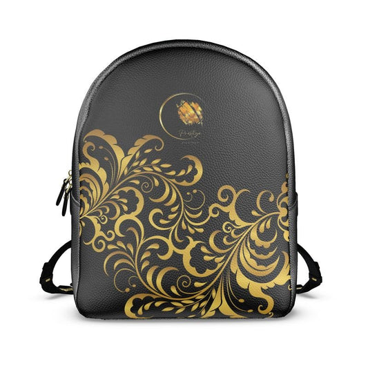 Sac à dos Colville en Cuir Nappa et Or de Luxe Prestige™ Noir et Or Floraison