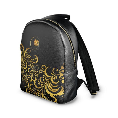 Sac à dos Colville en Cuir Nappa et Or de Luxe Prestige™ Noir et Or Floraison