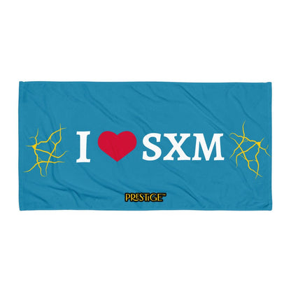 Serviette Prestige™ LOVE SXM Bleu Pélorique et Or - Prestige SXM