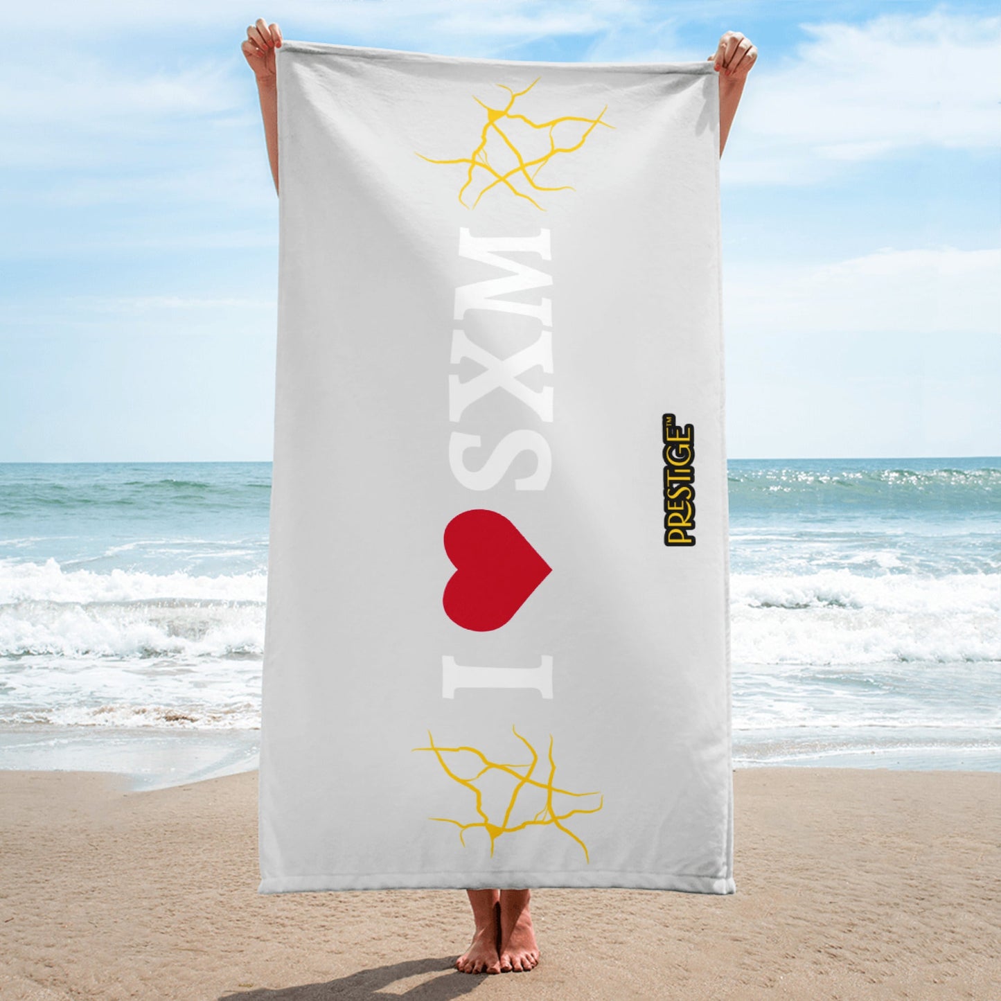 Serviette LOVE SXM Prestige SXM Gris Clair et Or - serviette