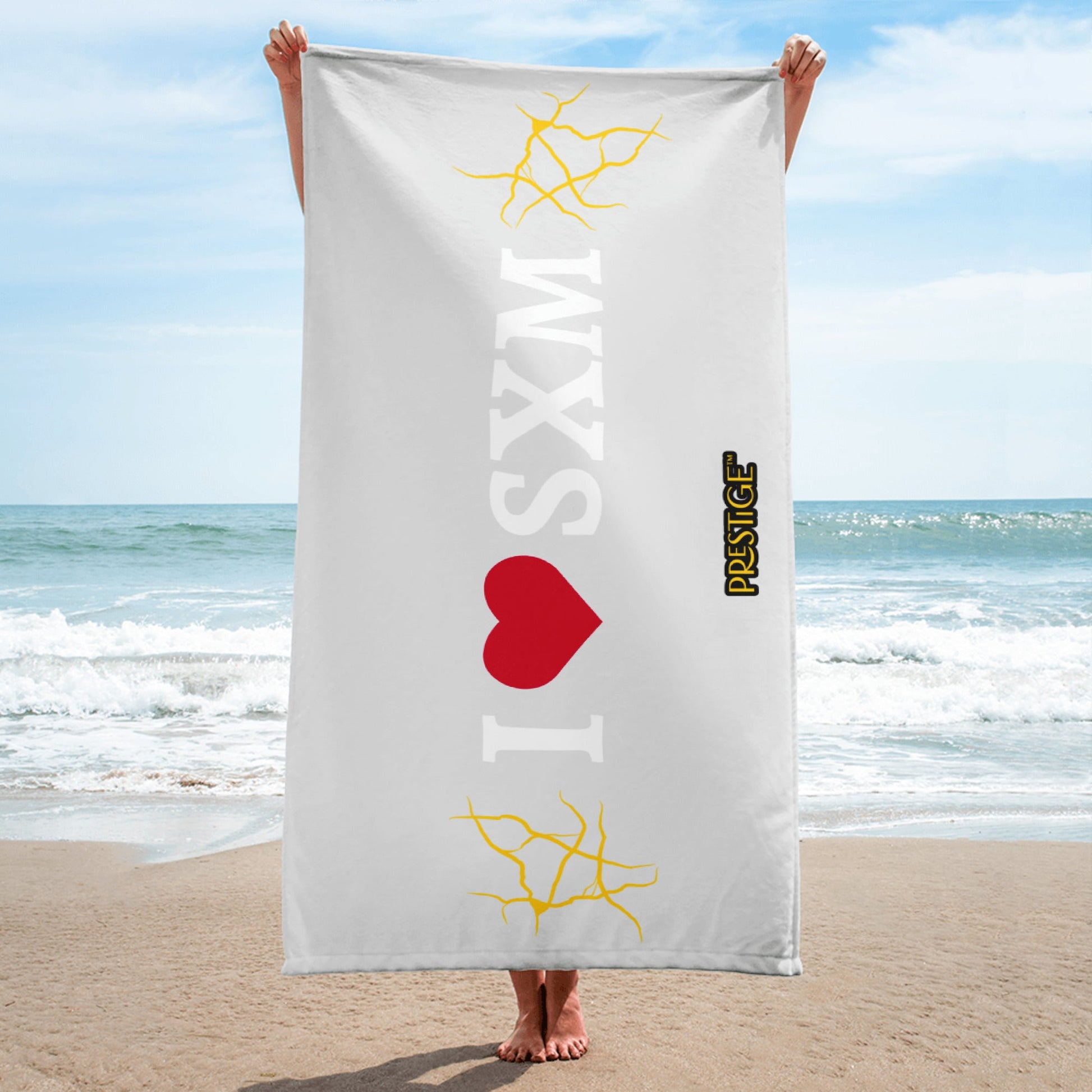 Serviette LOVE SXM Prestige SXM Gris Clair et Or - serviette