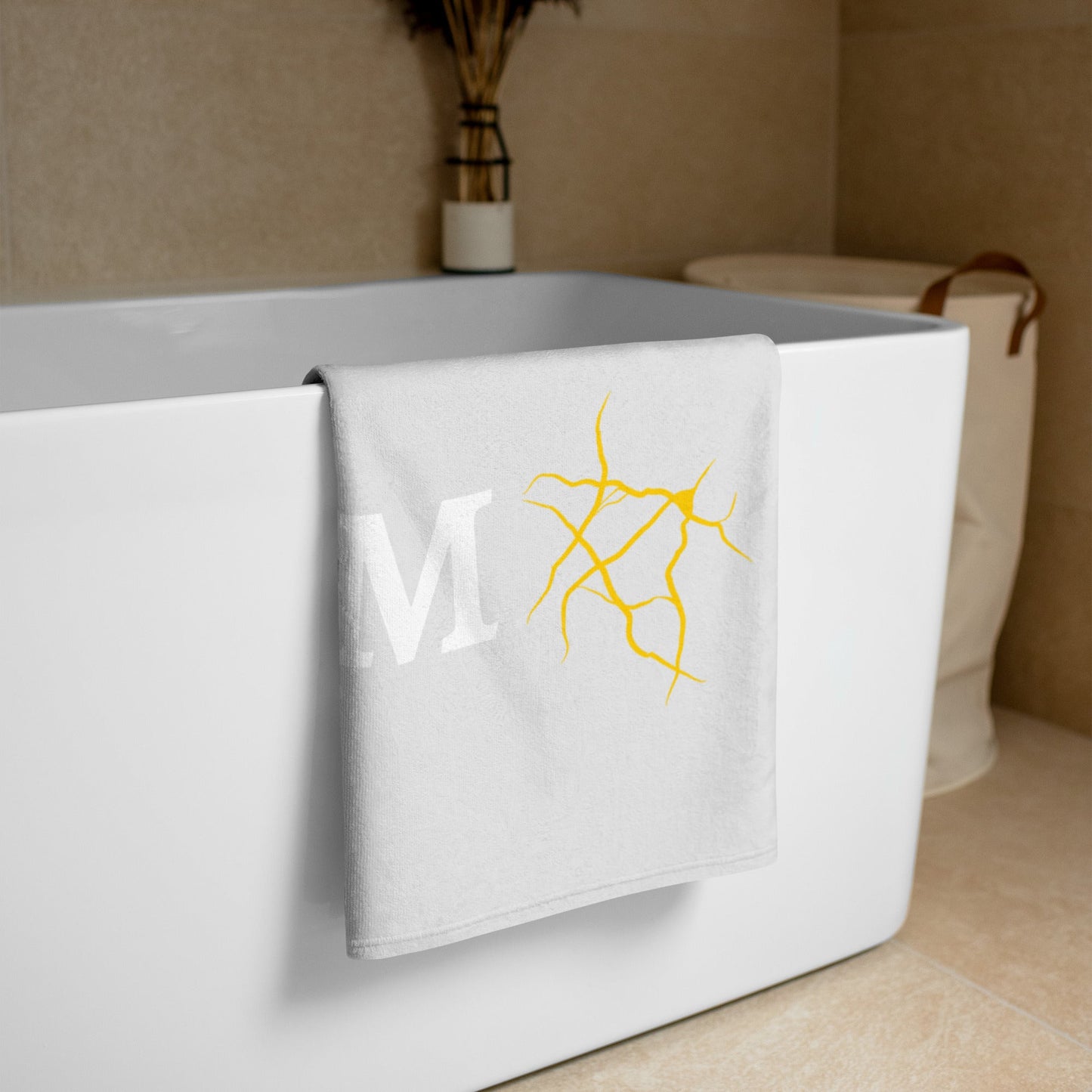 Serviette LOVE SXM Prestige SXM Gris Clair et Or - serviette