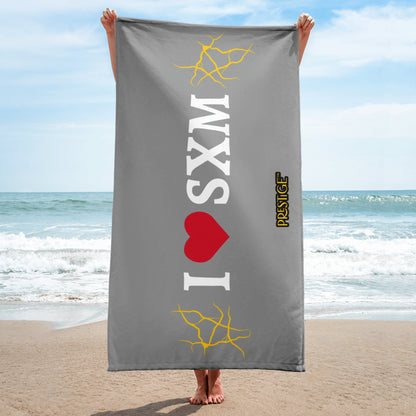 Serviette LOVE SXM Prestige SXM Gris Clair et Or - serviette