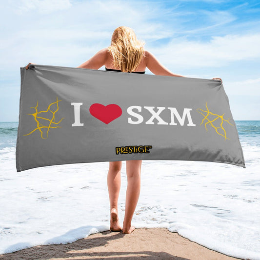 Serviette LOVE SXM Prestige SXM Gris Clair et Or - serviette
