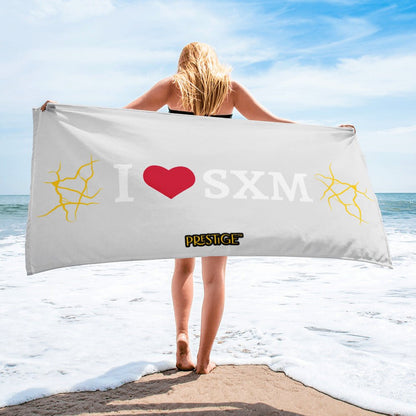 Serviette LOVE SXM Prestige SXM Gris Clair et Or - serviette