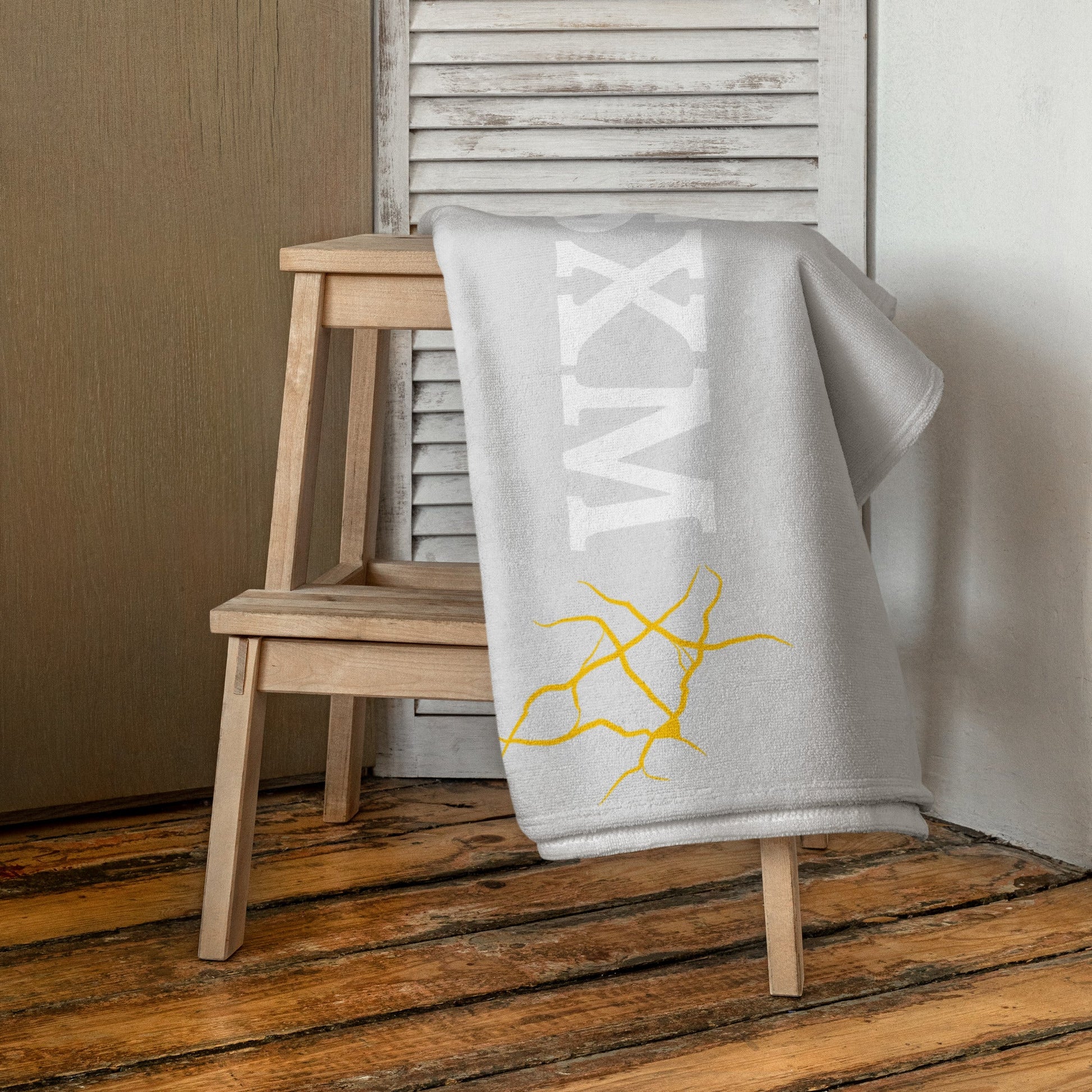 Serviette LOVE SXM Prestige SXM Gris Clair et Or - serviette