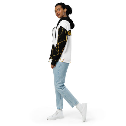 Sweat à capuche zippé unisexe Prestige™ Blanc Noir et Or Filament - Prestige SXM