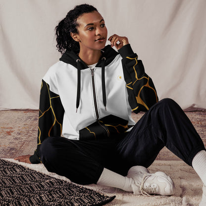 Sweat à capuche zippé unisexe Prestige™ Blanc Noir et Or Filament - Prestige SXM