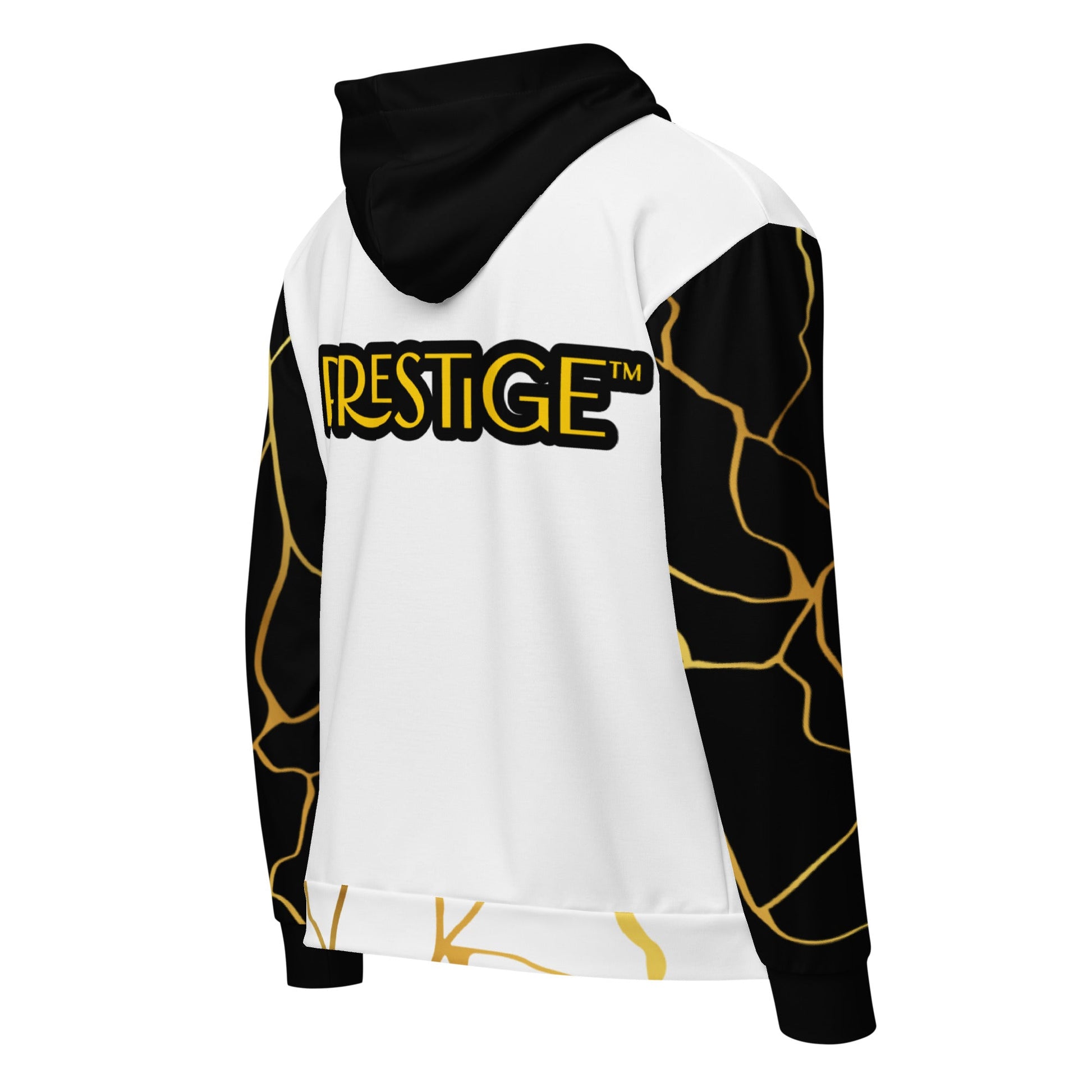 Sweat à capuche zippé unisexe Prestige™ Blanc Noir et Or Filament - Prestige SXM