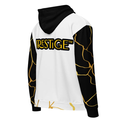 Sweat à capuche zippé unisexe Prestige™ Blanc Noir et Or Filament - Prestige SXM