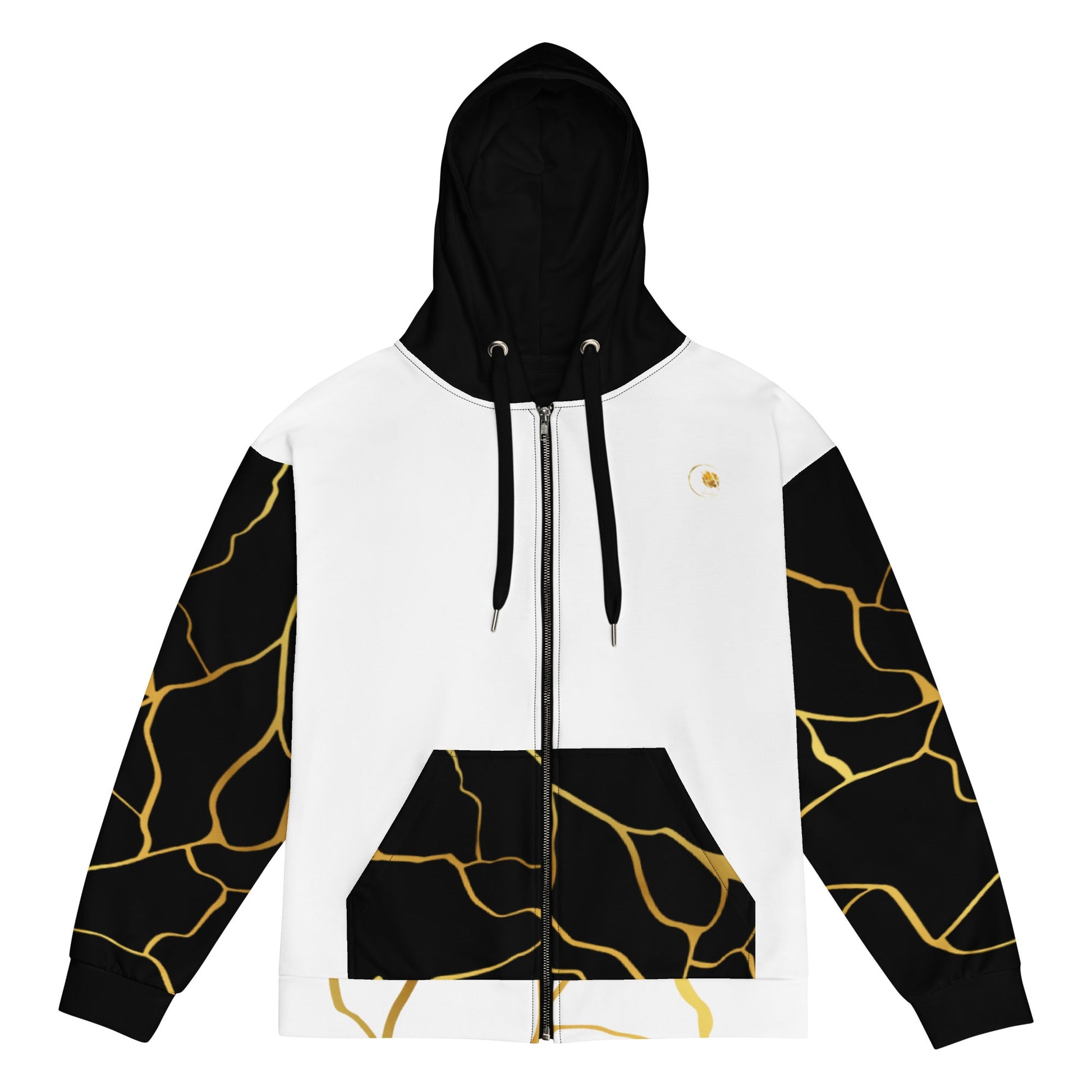 Sweat à capuche zippé unisexe Prestige™ Blanc Noir et Or Filament - Prestige SXM