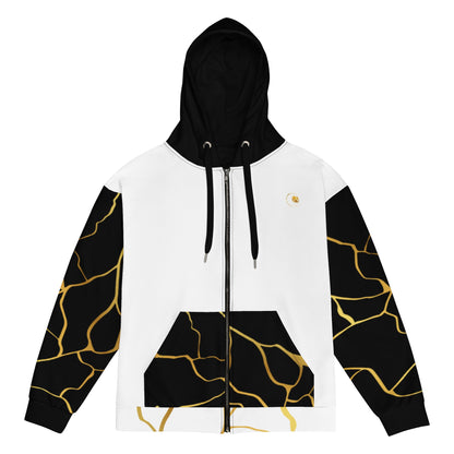 Sweat à capuche zippé unisexe Prestige™ Blanc Noir et Or Filament - Prestige SXM