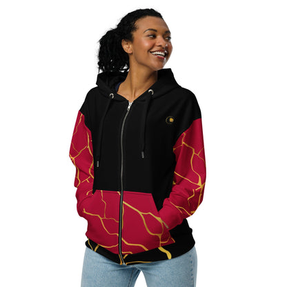 Sweat à capuche zippé unisexe Prestige™ Noir Or & Vin Filament - Prestige SXM